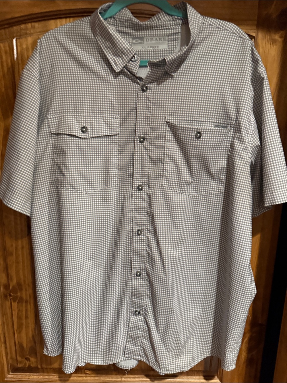 Drake Men's Short-Sleeve me Micro-Check Button-Down in White and Gray xl